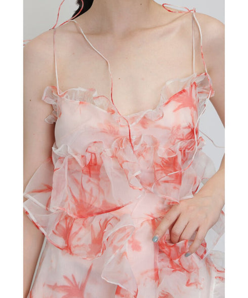 Floral Ruffled Organza Dress