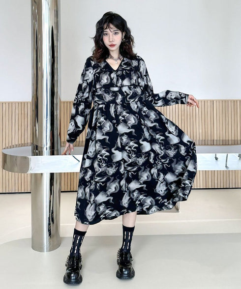 Smoke Marble Flare Dress