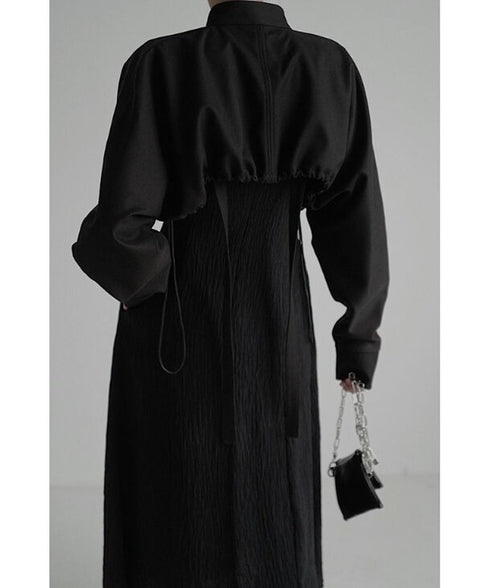 Crinkled Square Neck Long Dress