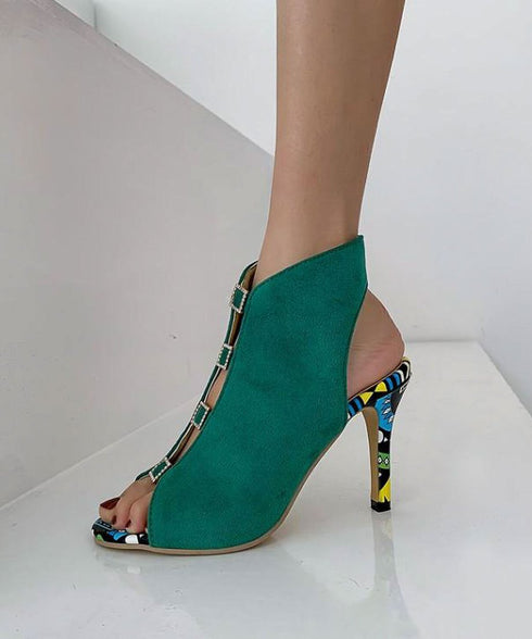 Square Stone High Heels