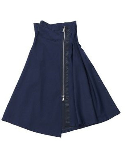 Zip Wrap Flare Skirt