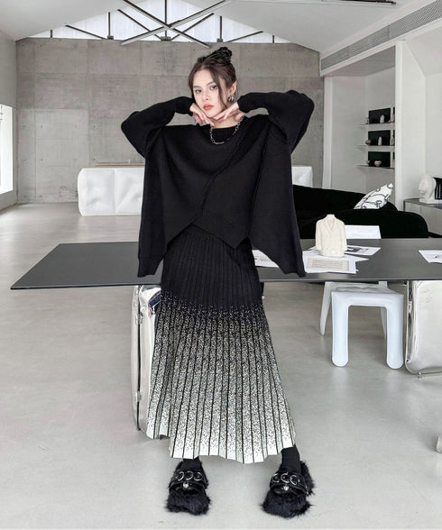 Gradation Pleat Skirt