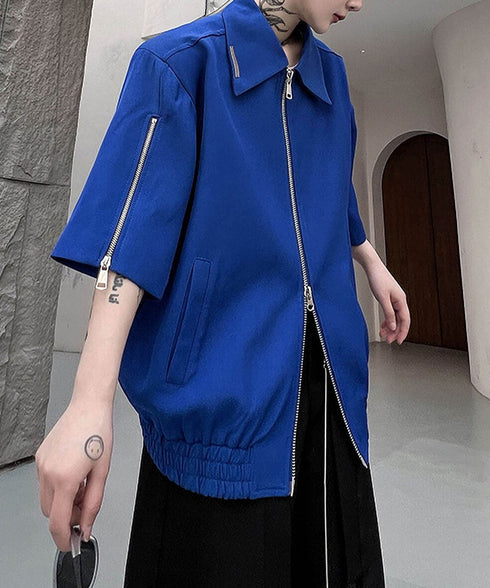 Double Zip Short Sleeve Blouson