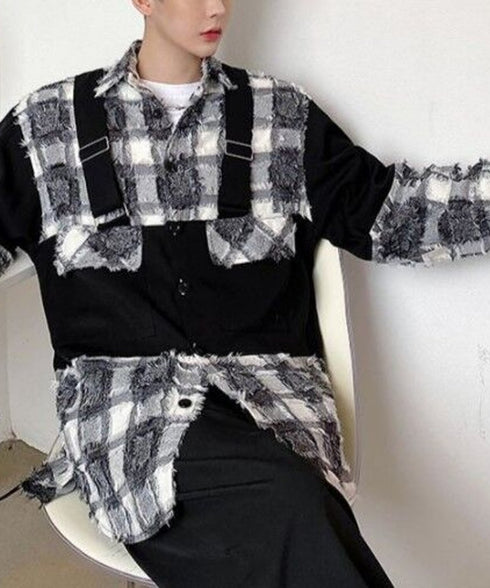 Fringe Check Combination Jacket