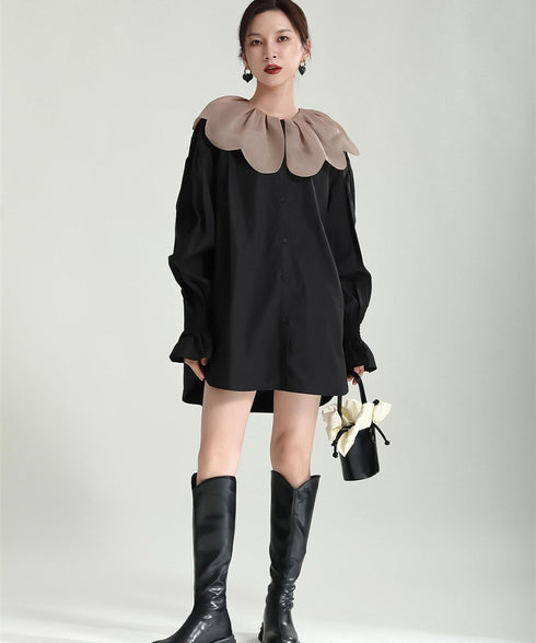 Tulip Collar Volume Sleeve Blouse