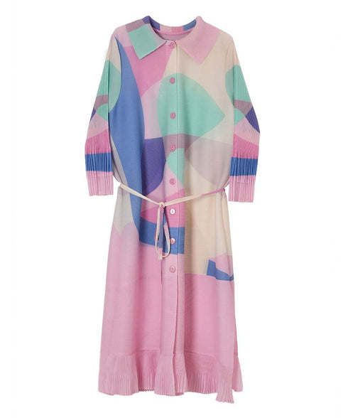Pastel Geometry Pleated Dress