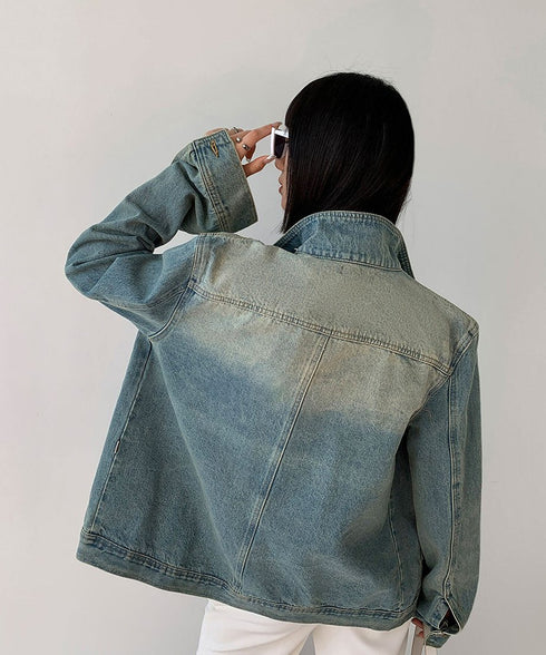 Stand Out Collar Denim Jacket