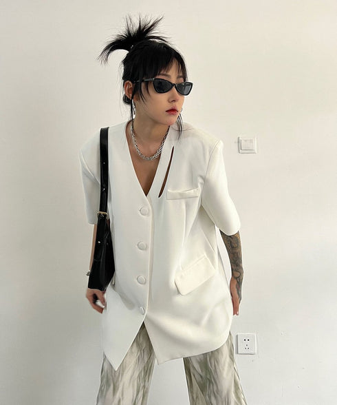 V-neck Short-sleeve Jacket