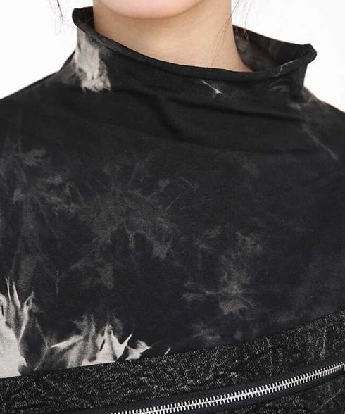 Zip Accent Marble Dye Top