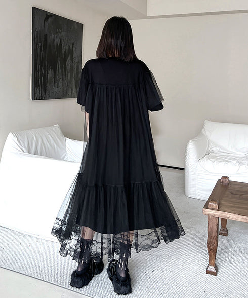 Mesh Layered Flare Dress