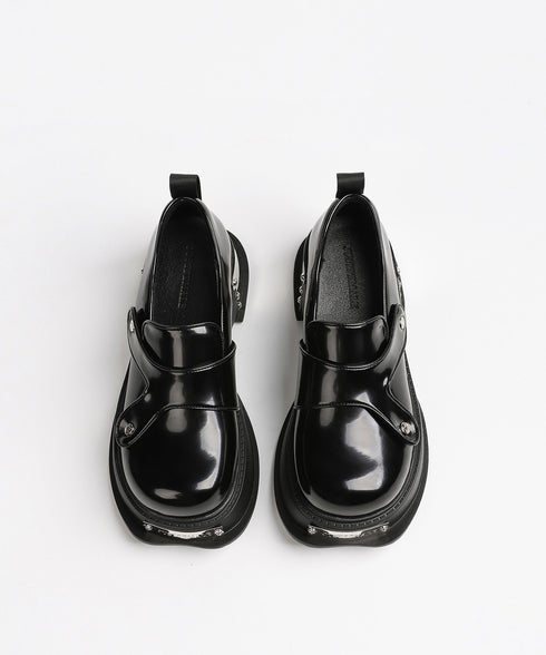 Metal Plate Platform Loafers