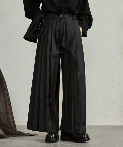 Pleated Wide Pants & Wrap Apron Co-ord