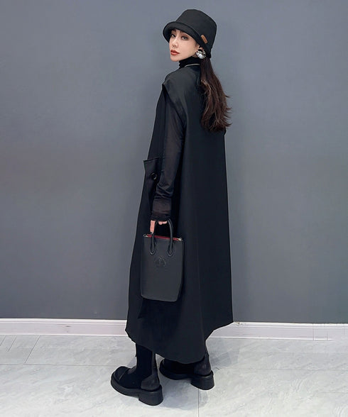 Stand Collar Zip Long Vest