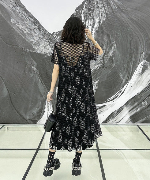 Crew Neck Mesh Dress