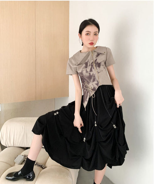 Star Charm Drawstring Balloon Skirt