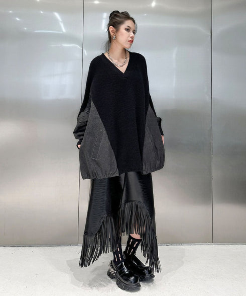Fringe Faux Leather Skirt