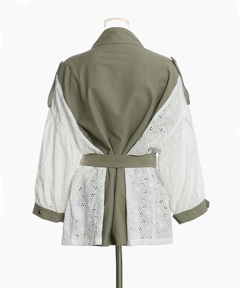 Lace Switching Short Coat