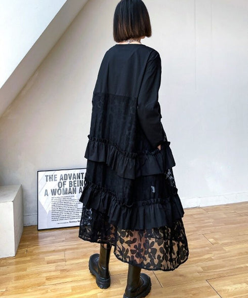 See-Through Floral Tiered Dress