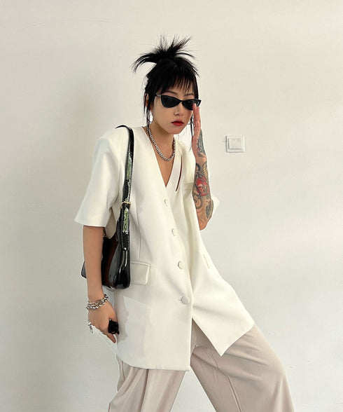 V-neck Short-sleeve Jacket