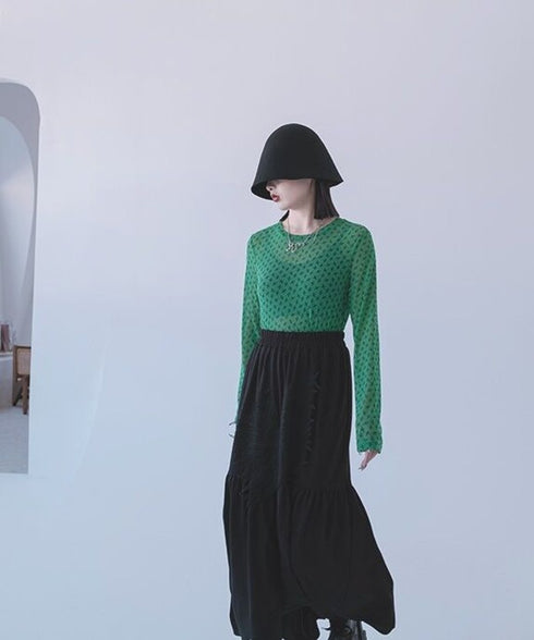 Star Mesh Turtleneck Top