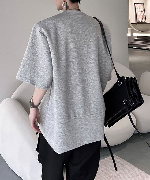 Zip Front Sweat Cardigan Tee