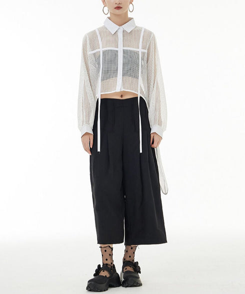 Side Long Mesh Blouse