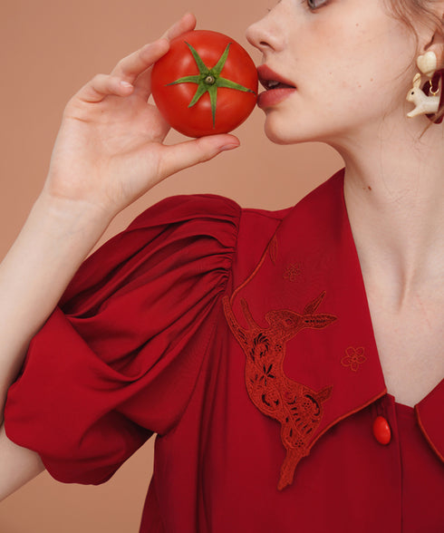 Rabbit Balloon Sleeve Blouse