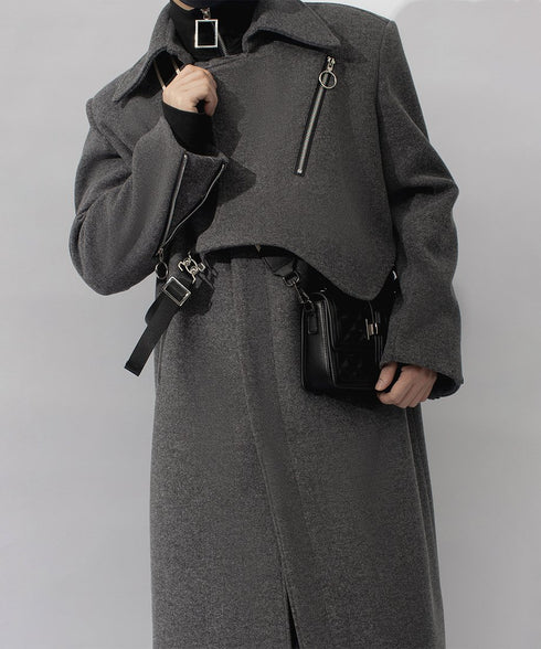 Layered Zip Long Coat