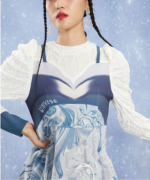 Faux Layered Marble Dress