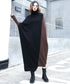 Bicolor batwing knit dress