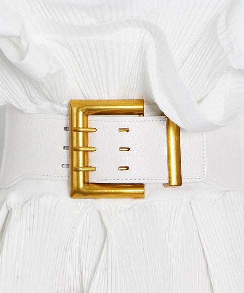 Pleated Peplum Blouse