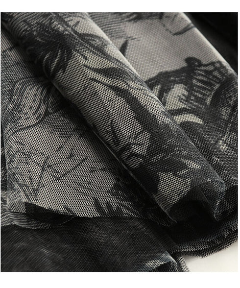 Shadow Botanical Mesh Skirt
