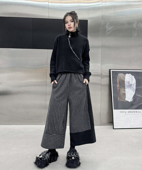 Panel Stripe Wide Pants