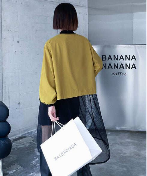 網狀開關拉鍊開襟衫