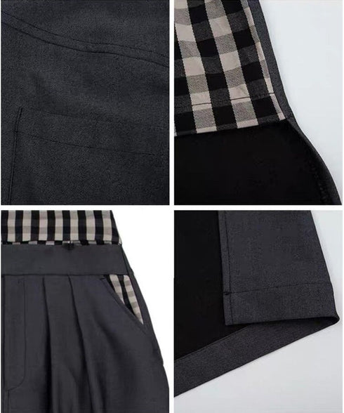 Side Slit Layered Check Insert Skirt