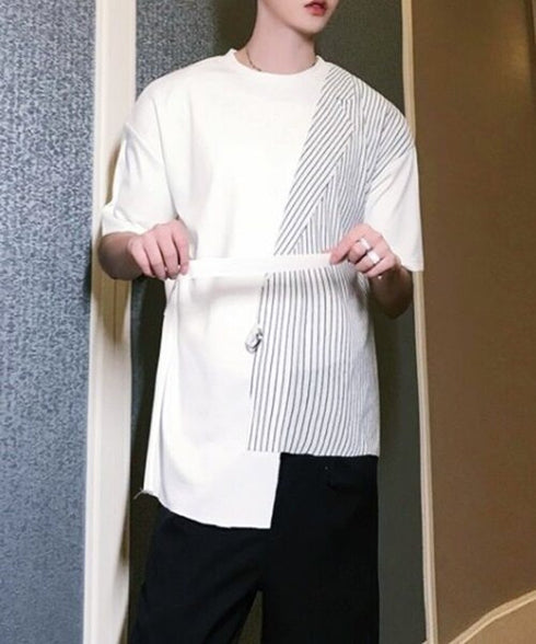 Half Stripe Panel T-Shirt