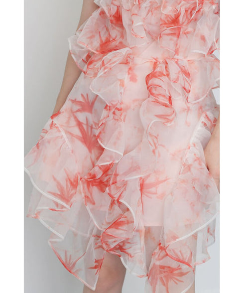 Floral Ruffled Organza Dress