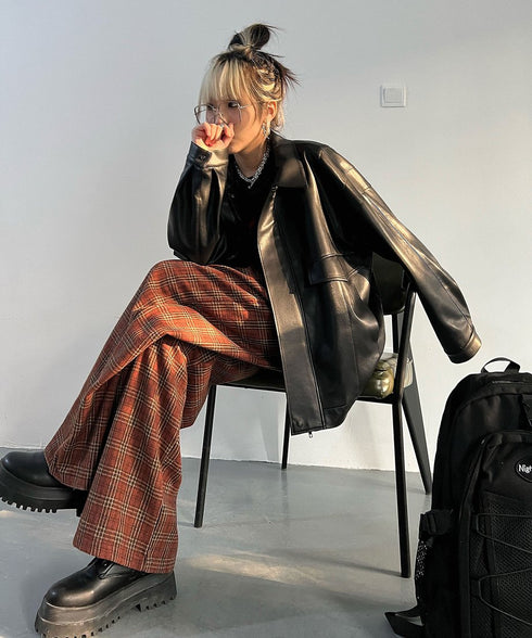 Flap Pocket Faux Leather Jacket