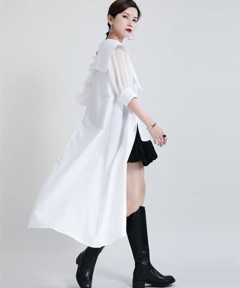 Ruffle Pleated Half Sleeve Blouse