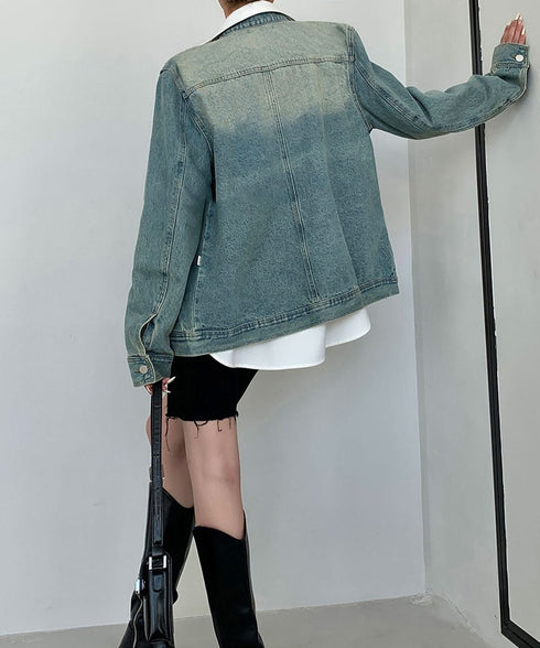 Stand Out Collar Denim Jacket