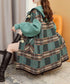 Plaid Patchwork Knit Hooded Jacket