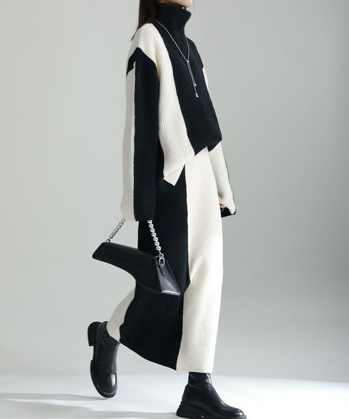 Bicolor Sweater & Skirt Co-ord