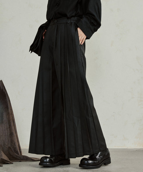 Pleated Wide Pants & Wrap Apron Co-ord