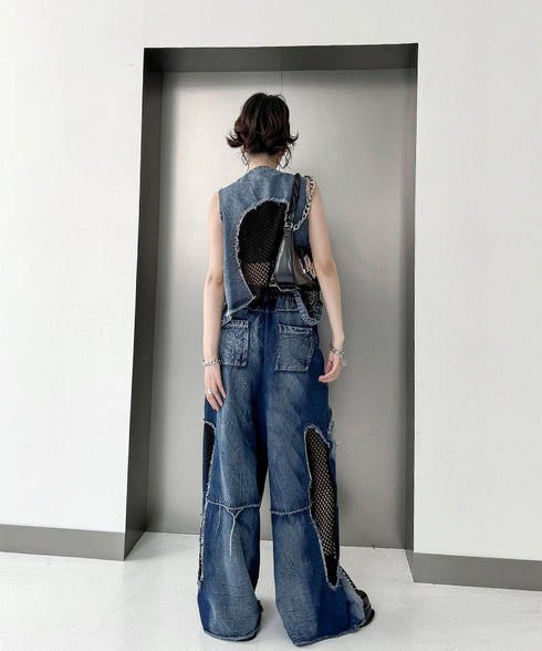 Mesh Denim Vest