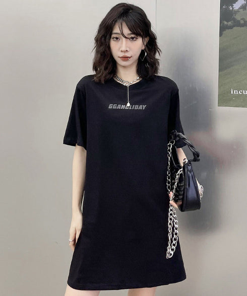 Loose T-shirts & Mesh Dress Co-ord