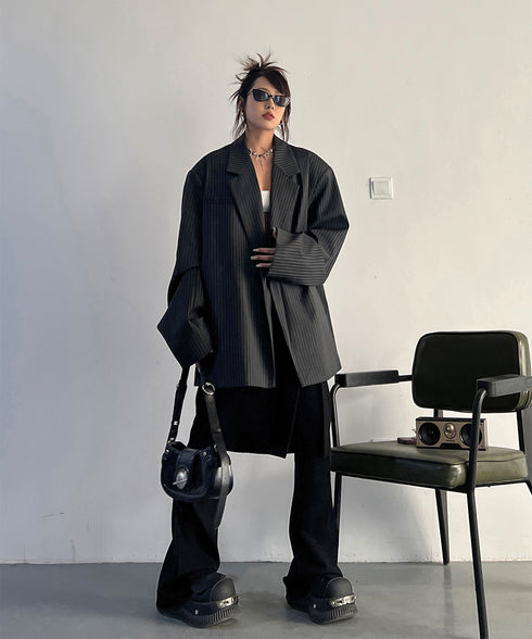 Stripe Buttonless Jacket