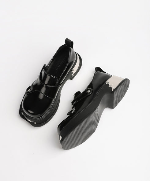 Metal Plate Platform Loafers