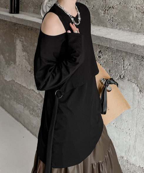 Faux Layered Cutout Top