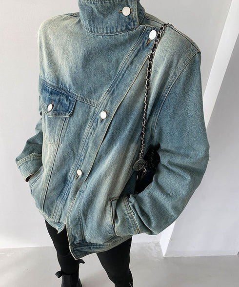 Stand Out Collar Denim Jacket