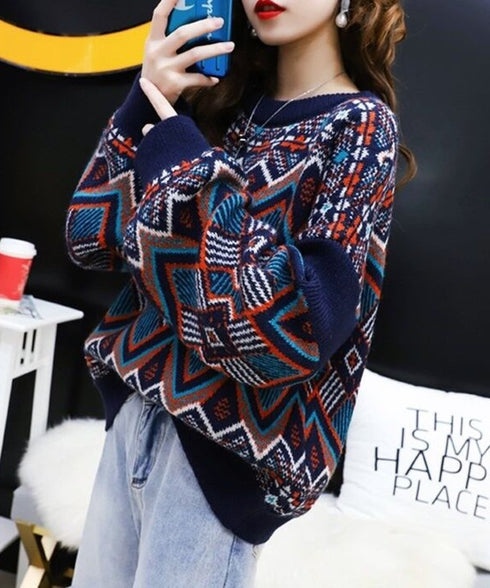 Tribal Geometric Knit Sweater